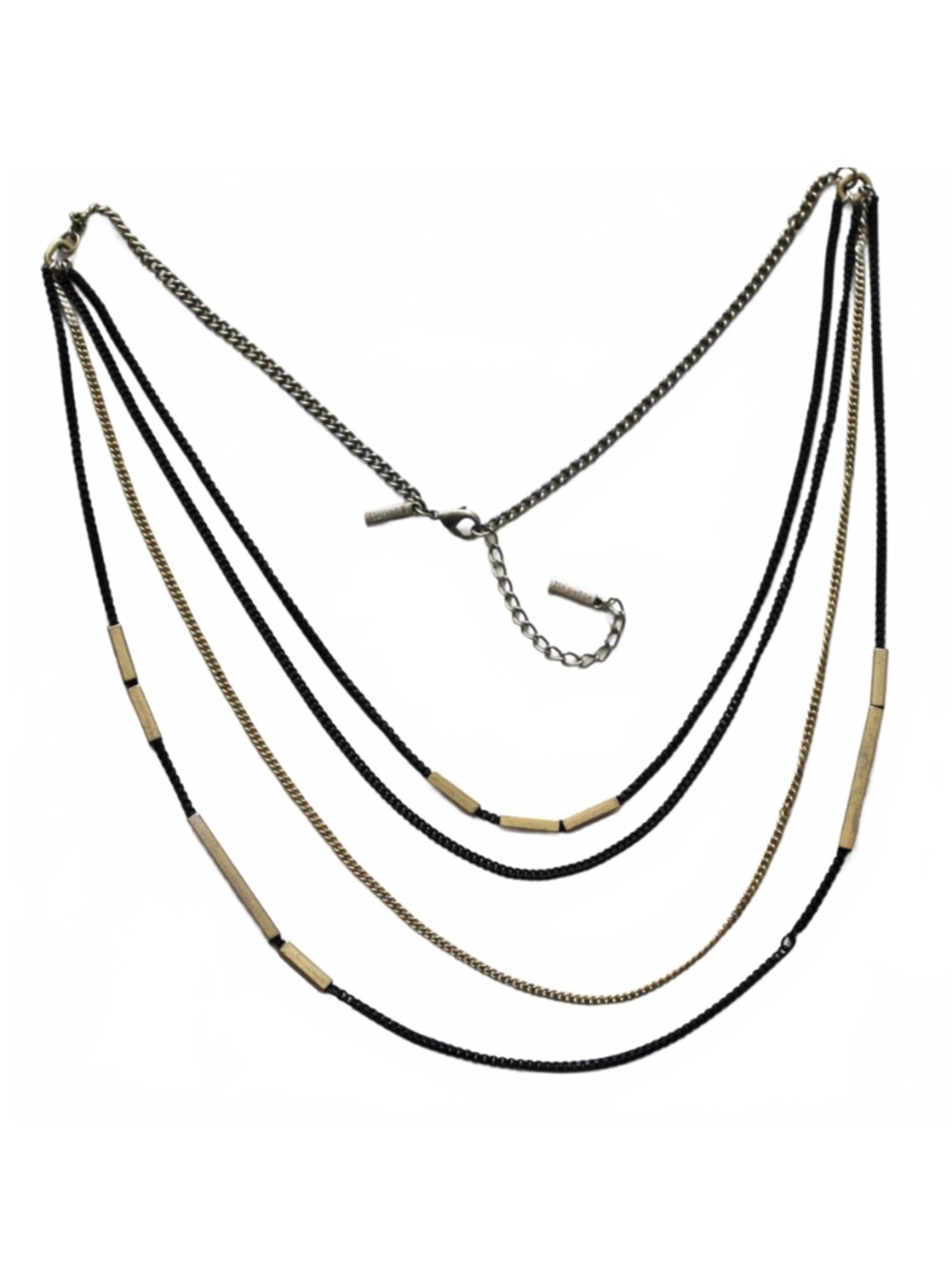 Necklace, Lia Sophia, Chain Style Black Goldtone